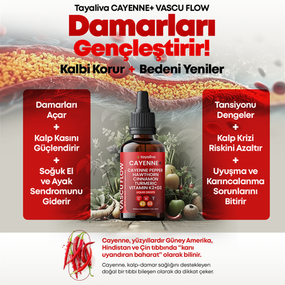 Cayenne+ Vascu Flow - Kalp, Damar ve Tansiyon Sağlığı Destekleyici